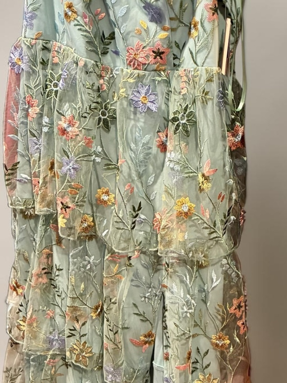 City Studio Mint Green Floral Embroidered Maxi Dress